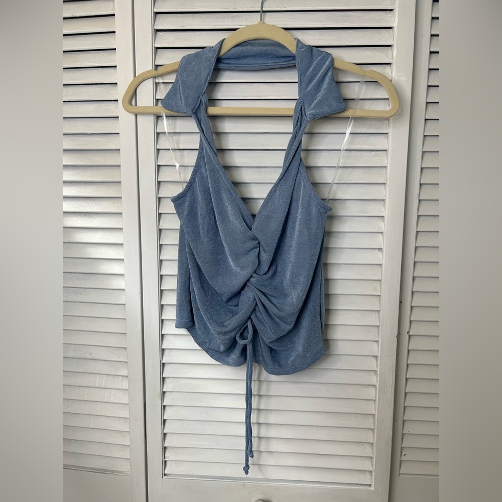 Just‎ Polly Blue Halter Top Size XL